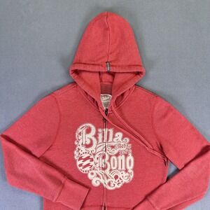 Billabong Hoodie Jacket Womens Large Red Vintage Wash Surf Skate Y2K Beach